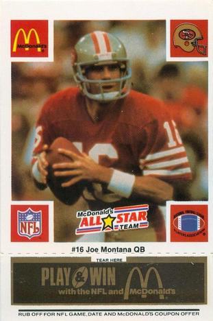 1986 McDonald's All-Star Team - Full Game Pieces: Week 2 Black/Gray Tab #NNO Joe Montana Front