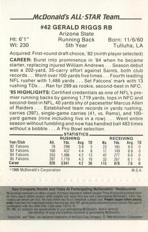 1986 McDonald's All-Star Team - Full Game Pieces: Week 2 Black/Gray Tab #NNO Gerald Riggs Back