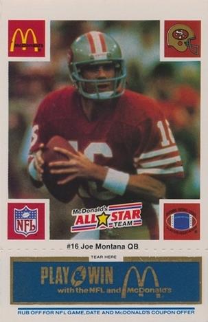 1986 McDonald's All-Star Team - Full Game Pieces: Week 1 Blue Tab #NNO Joe Montana Front