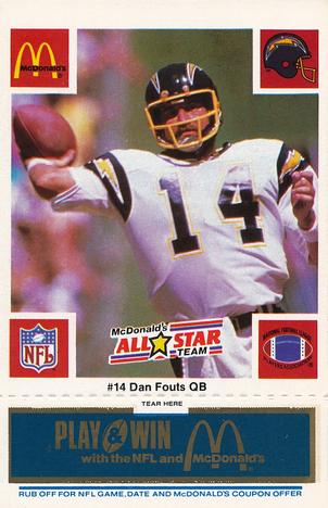1986 McDonald's All-Star Team - Full Game Pieces: Week 1 Blue Tab #NNO Dan Fouts Front