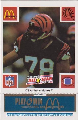 1986 McDonald's All-Star Team - Full Game Pieces: Week 1 Blue Tab #NNO Anthony Munoz Front