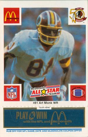 1986 McDonald's All-Star Team - Full Game Pieces: Week 1 Blue Tab #NNO Art Monk Front