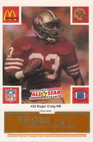 1986 McDonald's All-Star Team - Full Game Pieces: Week 3 Gold/Orange Tab #NNO Roger Craig Front