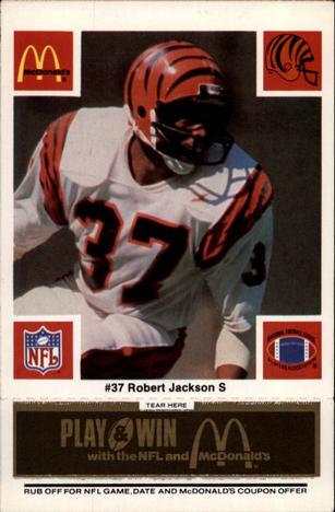 1986 McDonald's Cincinnati Bengals - Full Game Pieces - Week 2 Black/Gray Tab #NNO Robert Jackson Front