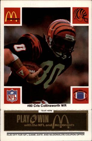 1986 McDonald's Cincinnati Bengals - Full Game Pieces - Week 2 Black/Gray Tab #NNO Cris Collinsworth Front