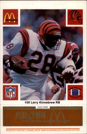 1986 McDonald's Cincinnati Bengals - Full Game Pieces - Week 3 Gold/Orange Tab #NNO Larry Kinnebrew Front
