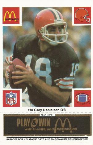 1986 McDonald's Cleveland Browns - Full Game Pieces - Week 2 Black/Gray Tab #NNO Gary Danielson Front