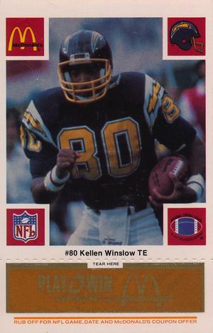 1986 McDonald's San Diego Chargers - Full Game Pieces - Week 3 Gold/Orange Tab #NNO Kellen Winslow Front