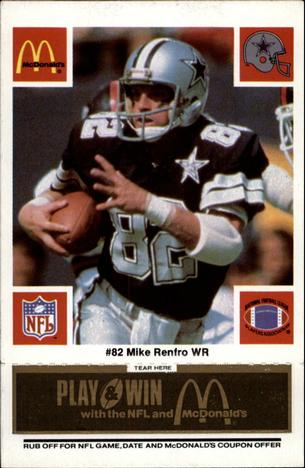 1986 McDonald's Dallas Cowboys - Full Game Pieces - Week 2 Black/Gray Tab #NNO Mike Renfro Front