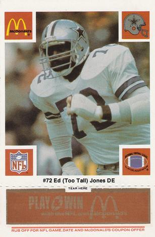 1986 McDonald's Dallas Cowboys - Full Game Pieces - Week 3 Gold/Orange Tab #NNO Ed (Too Tall) Jones Front