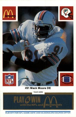 1986 McDonald's Miami Dolphins - Full Game Pieces - Week 1 Blue Tab #NNO Mack Moore Front