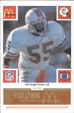 1986 McDonald's Miami Dolphins - Full Game Pieces - Week 3 Gold/Orange Tab #NNO Hugh Green Front