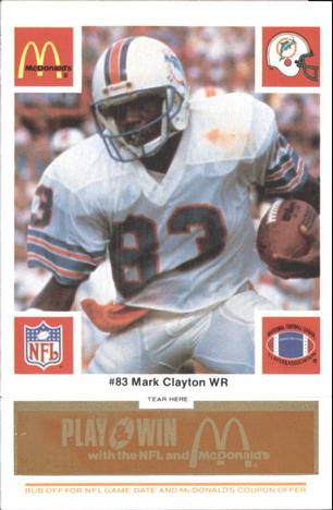 1986 McDonald's Miami Dolphins - Full Game Pieces - Week 3 Gold/Orange Tab #NNO Mark Clayton Front