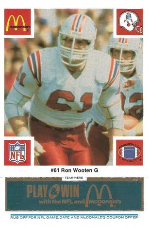 1986 McDonald's New England Patriots - Full Game Pieces - Week 1 Blue Tab #NNO Ron Wooten Front