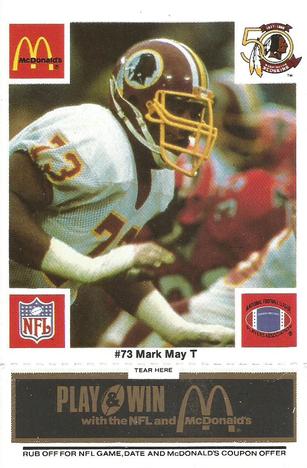 1986 McDonald's Washington Redskins - Full Game Pieces - Week 2 Black/Gray Tab #NNO Mark May Front