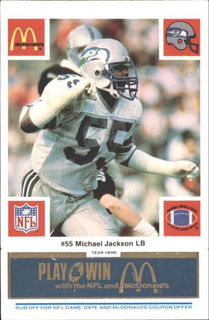 1986 McDonald's Seattle Seahawks - Full Game Pieces - Week 1 Blue Tab #NNO Michael Jackson Front