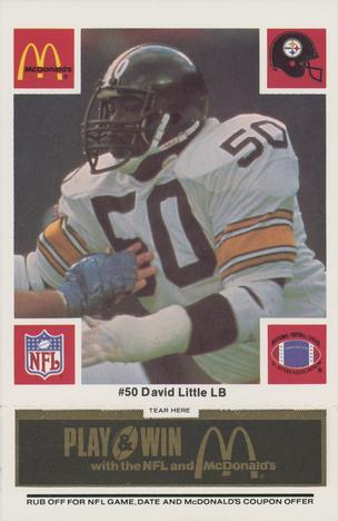 1986 McDonald's Pittsburgh Steelers - Full Game Pieces - Week 2 Black/Gray Tab #NNO David Little Front
