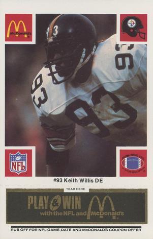 1986 McDonald's Pittsburgh Steelers - Full Game Pieces - Week 2 Black/Gray Tab #NNO Keith Willis Front