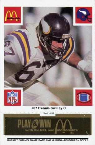 1986 McDonald's Minnesota Vikings - Full Game Pieces - Week 2 Black/Gray Tab #NNO Dennis Swilley Front