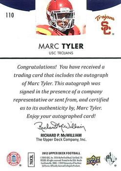 2012 Upper Deck - Rookie Autographs #110 Marc Tyler Back