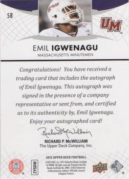 2012 Upper Deck - Rookie Autographs #58 Emil Igwenagu Back