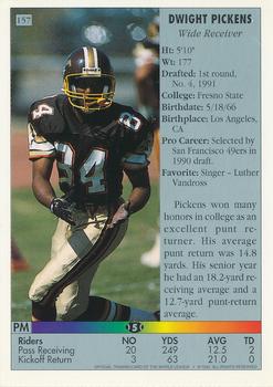 1992 Ultimate WLAF #157 Dwight Pickens Back