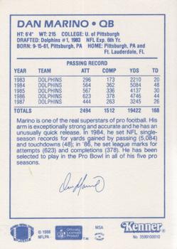 1988 Kenner Starting Lineup Cards #3599100010 Dan Marino Back