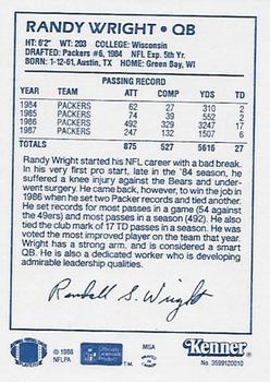 1988 Kenner Starting Lineup Cards #3599120010 Randy Wright Back