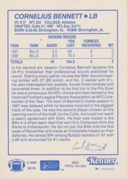 1989 Kenner Starting Lineup Cards #3992976030 Cornelius Bennett Back