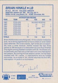 1989 Kenner Starting Lineup Cards #3992979070 Bryan Hinkle Back