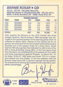 1989 Kenner Starting Lineup Cards #3992977070 Bernie Kosar Back