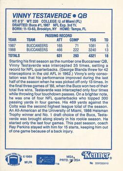 1989 Kenner Starting Lineup Cards #3992995010 Vinny Testaverde Back