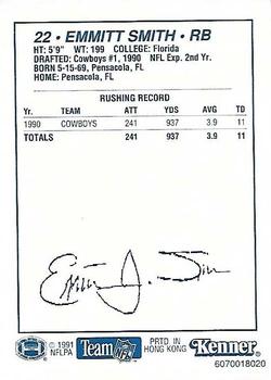 1991 Kenner Starting Lineup Cards #6070018020 Emmitt Smith Back