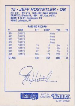 1992 Kenner Starting Lineup Cards #6744124000 Jeff Hostetler Back