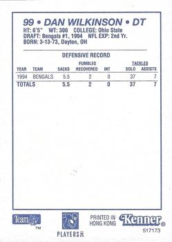 1995 Kenner Starting Lineup Cards #517173 Dan Wilkinson Back