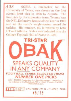 2011 TriStar Obak - Autographs Orange #A28 Tommy Nobis Back