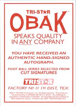 2011 TriStar Obak - Cut Signatures Blue #NNO Lee Roy Jordan Back