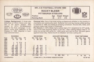 1980 Stop-N-Go #16 Rocky Bleier Back