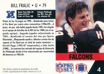1991 Pro Set Spanish #4 Bill Fralic Back
