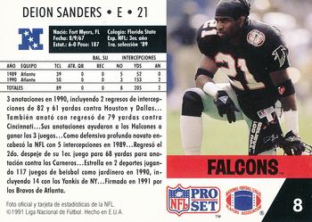 1991 Pro Set Spanish #8 Deion Sanders Back
