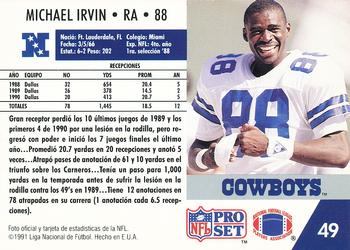 1991 Pro Set Spanish #49 Michael Irvin Back