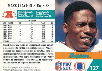 1991 Pro Set Spanish #127 Mark Clayton Back
