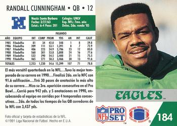 1991 Pro Set Spanish #184 Randall Cunningham Back