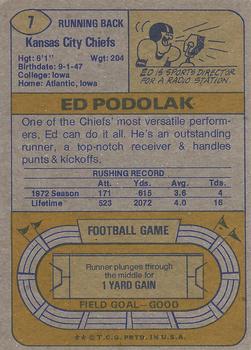 1974 Topps Parker Brothers Pro Draft #7 Ed Podolak Back