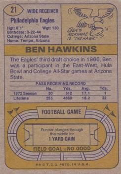 1974 Topps Parker Brothers Pro Draft #21 Ben Hawkins Back