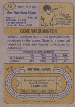 1974 Topps Parker Brothers Pro Draft #46 Gene Washington Back