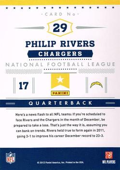 2012 Panini Prestige - Stars of the NFL #29 Philip Rivers Back