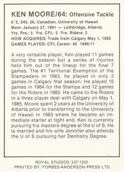 1987 Saskatchewan Roughriders #NNO Ken Moore Back