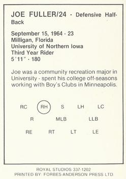 1988 Saskatchewan Roughriders #NNO Joe Fuller Back