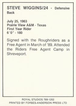 1989 Royal Studios Saskatchewan Roughriders #NNO Steve Wiggins  Back